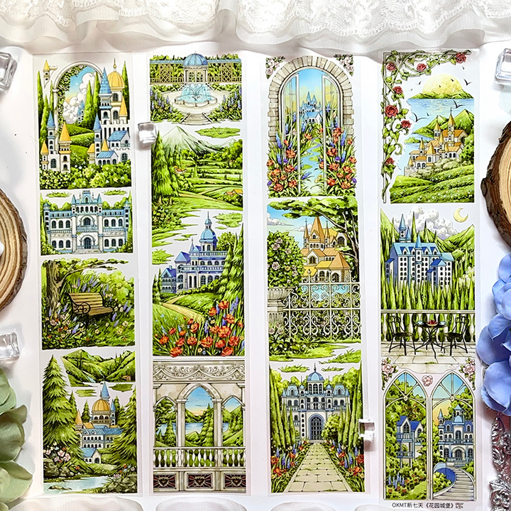 Garden Castle PET tape flower layering suitable for junk journal