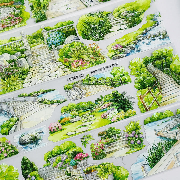 Garden Path PET Tape Flower Plant Scrapbook Suitable For Art Project