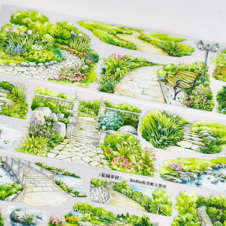 Garden Path PET Tape Flower Plant Scrapbook Suitable For Junk Journal