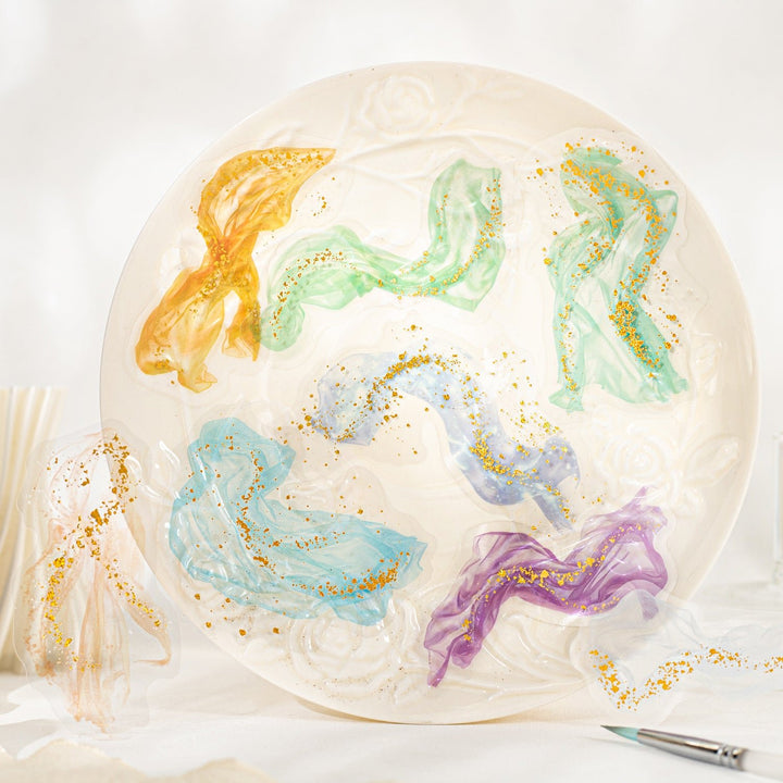 Gauze And Gold PET Stickers Romantic Watercolor DIY Craft Supplies