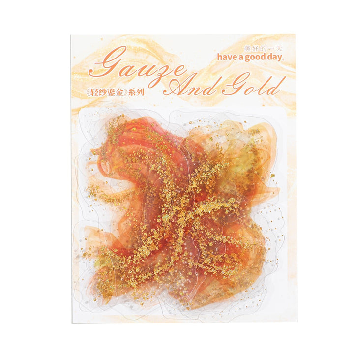 Gauze And Gold PET Stickers Romantic Watercolor Journal Decoration