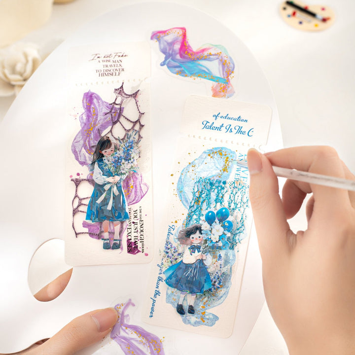 Gauze And Gold PET Stickers Romantic Watercolor Scrapbook Art