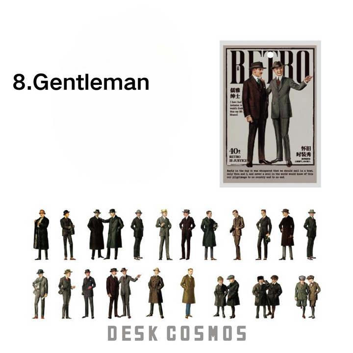 Gentleman Retro Character Washi Sticker - Vintage Fashion for Journal