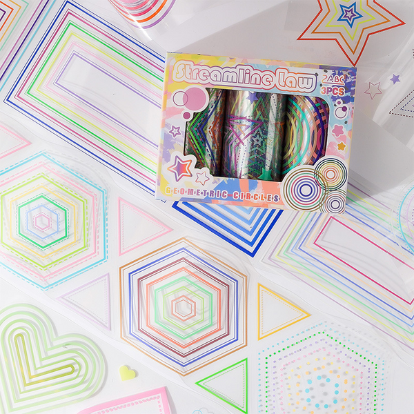 Geometric Circle Language Tape Set Colorful Patterns