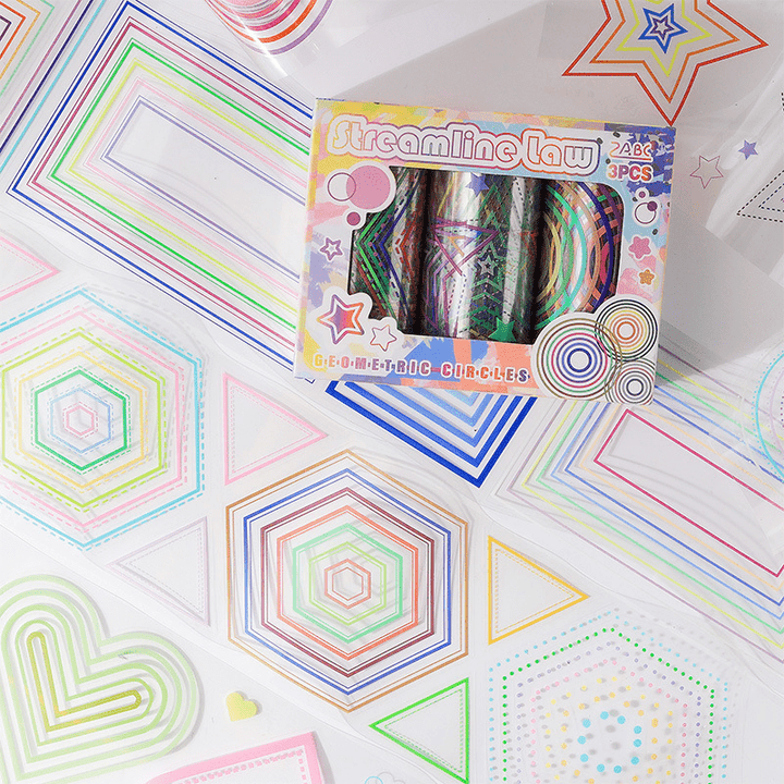 Geometric Circle Language Tape Set Colorful Patterns