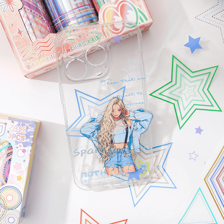Geometric Circle Language Tape Set Star Border Style