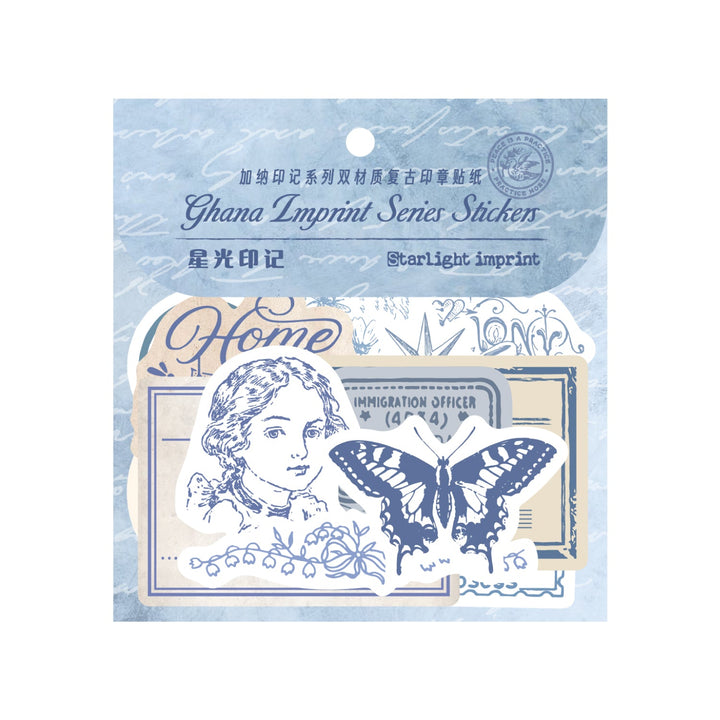 Ghana Imprint Series Retro Stamps Stickers for DIY Journal Projects