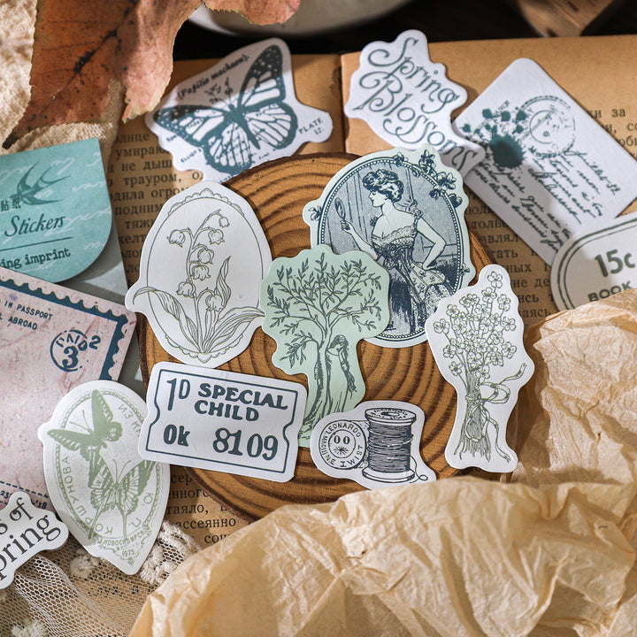 Ghana Imprint Series Retro Stickers Floral and Text Design