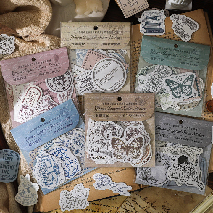 Ghana Imprint Series Retro Stickers with Stamp Theme