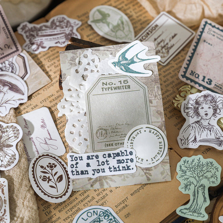 Ghana Imprint Series Retro Stickers with Stamp and Floral Patterns