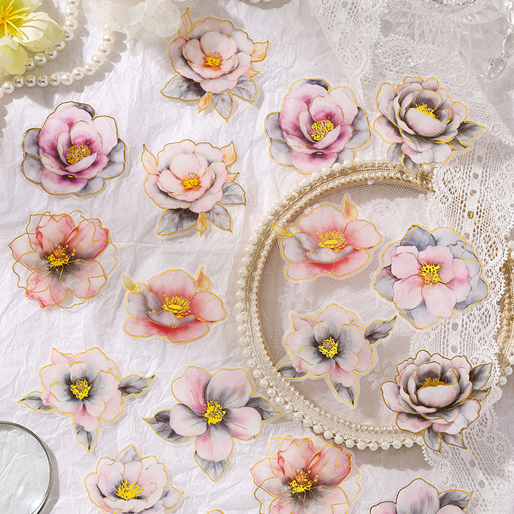 Gilt Flower Dawn PET Stickers Multi-Design Romantic for Gift Wrapping