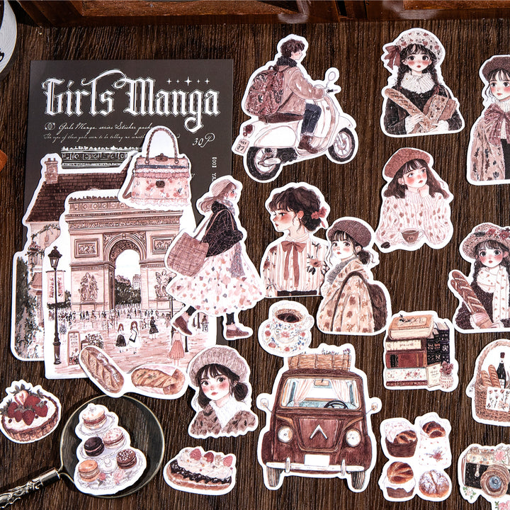 Girl Manga Style Planner Stickers