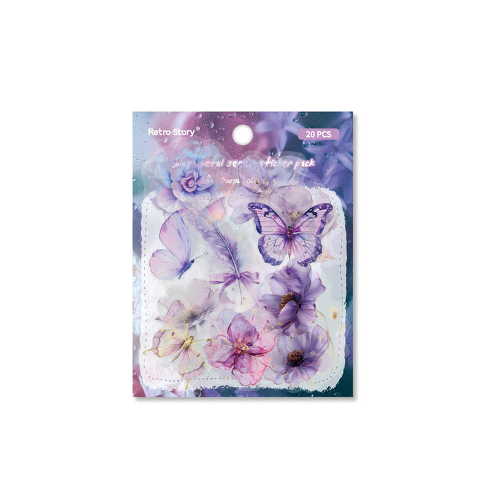 Glass Petal PET Stickers Romantic Floral Suitable for Scrapbook