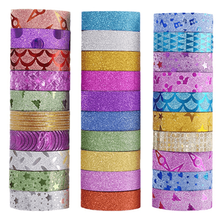Glitter Washi Tape Textures Set White Background
