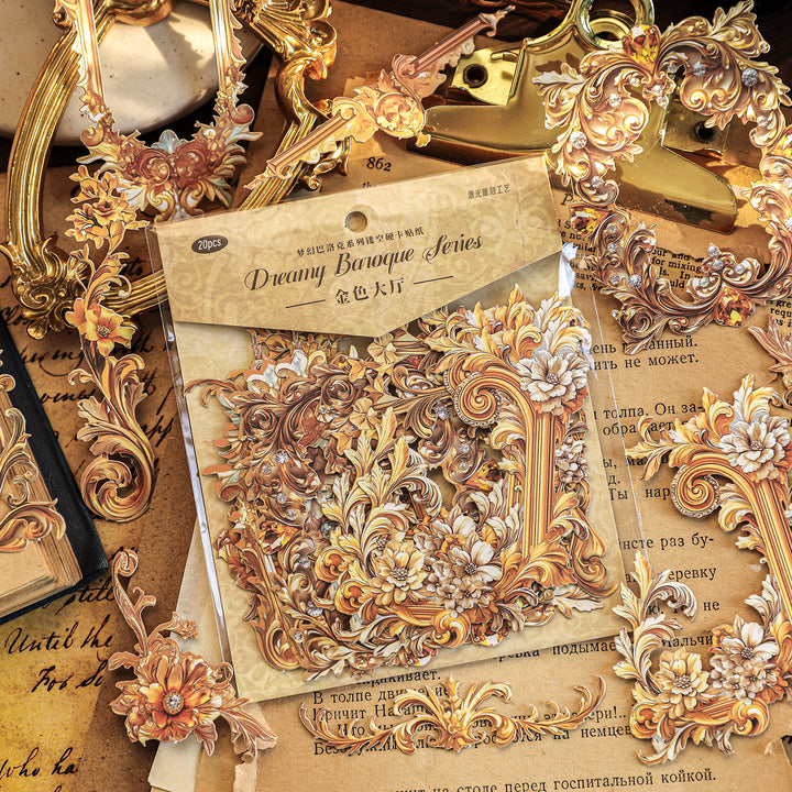 Gold Baroque Style Frame Stickers for Journals