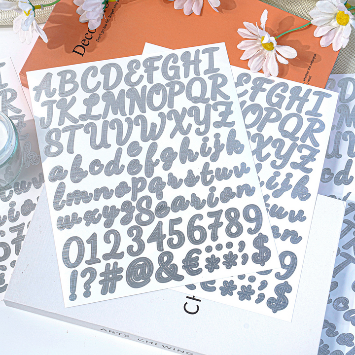 Gold Foil Alphabets Transfer Stickers DIY Text and Numbers Sticker Design