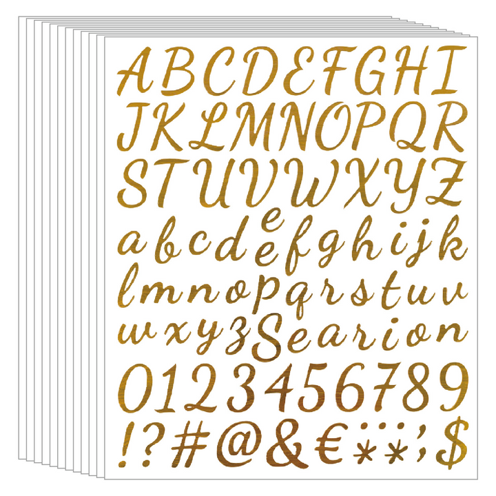 Gold Foil Alphabets Transfer Stickers DIY Text and Numbers for Crafting Projects