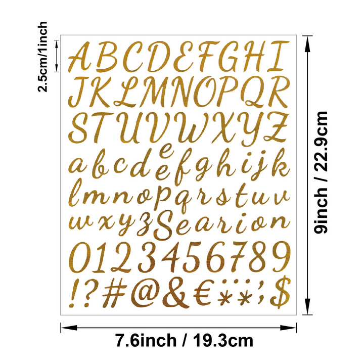 Gold Foil Alphabets Transfer Stickers DIY Text and Numbers for Decoration