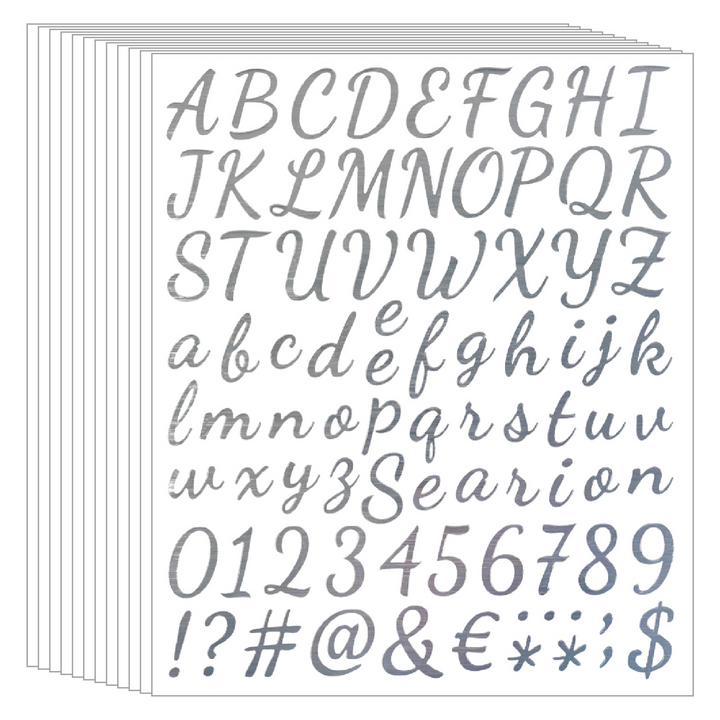 Gold Foil Alphabets Transfer Stickers DIY Text and Numbers for Greeting Cards