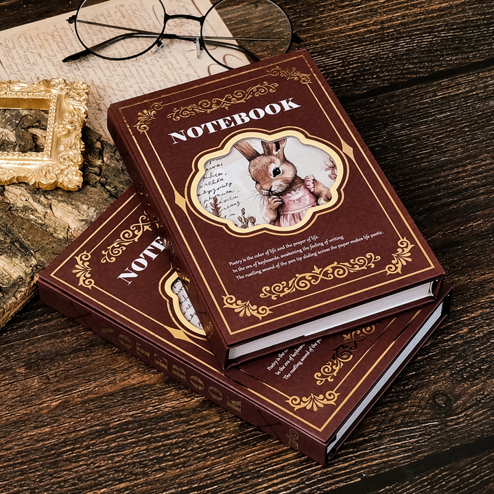 Gold Foil Hollow Rabbit Notebook Retro Easter Theme Planner