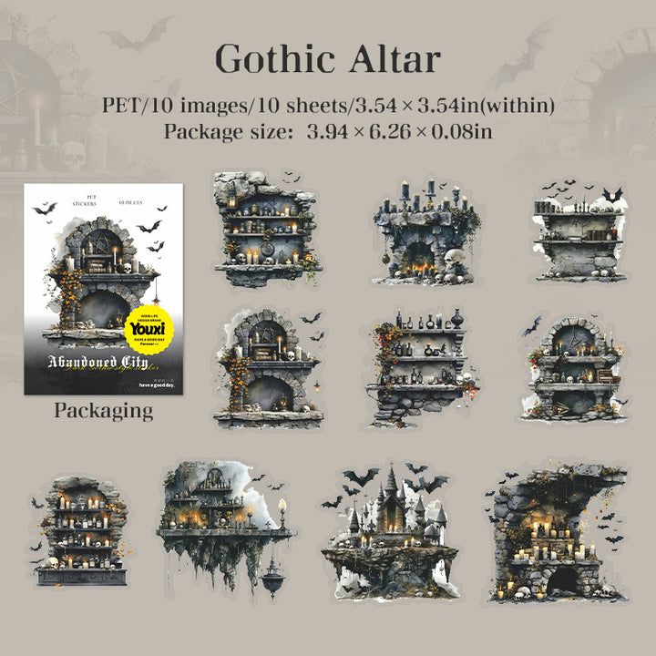 Abandoned City Gothic Altar PET Stickers Dark Collage