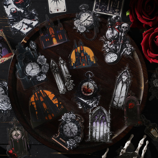Gothic Castle Clock Tombstone Tarot Stickers Journal Essentials