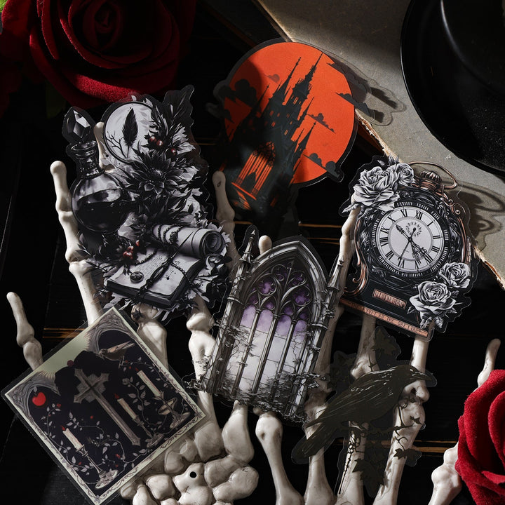 Gothic Castle Clock Tombstone Tarot Stickers Scrapbooking Decorative