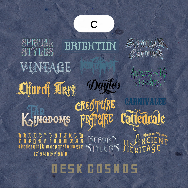 Gothic Font Series Sticker Pack for Collage and Gothic Style