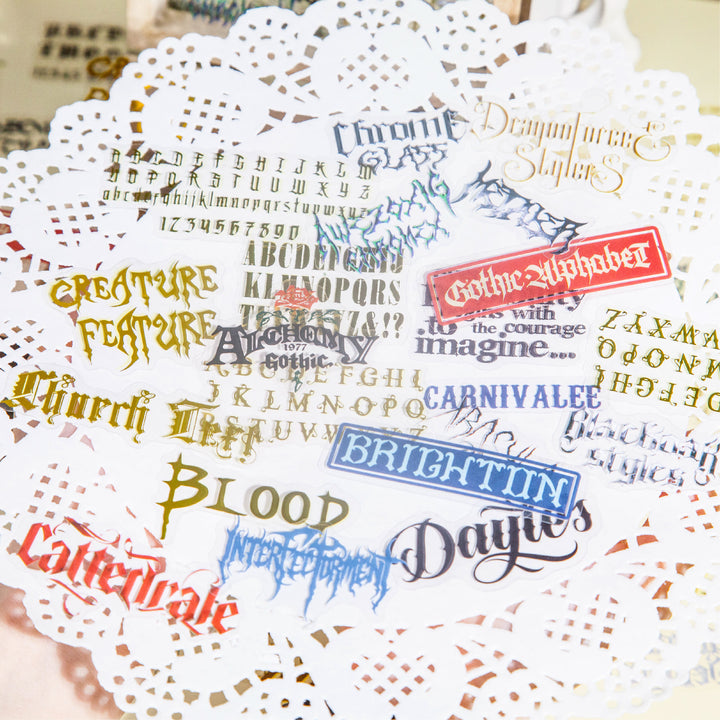 Gothic Font Series Sticker Pack for Personalization and Art Projects