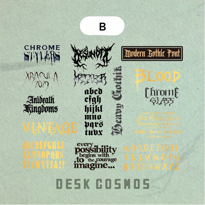 Gothic Font Series Stickers Set for Scrapbooking and Magic
