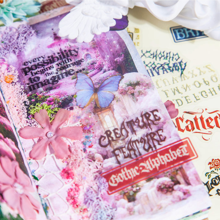 Gothic Font Series Stickers for Gothic Magic Journal Projects