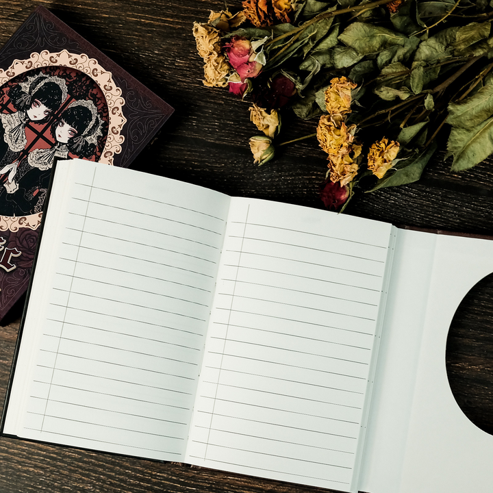 Gothic Maid Series Portable Notebook Magnetic Closure Red Gothic Style Ideal for Art Projects