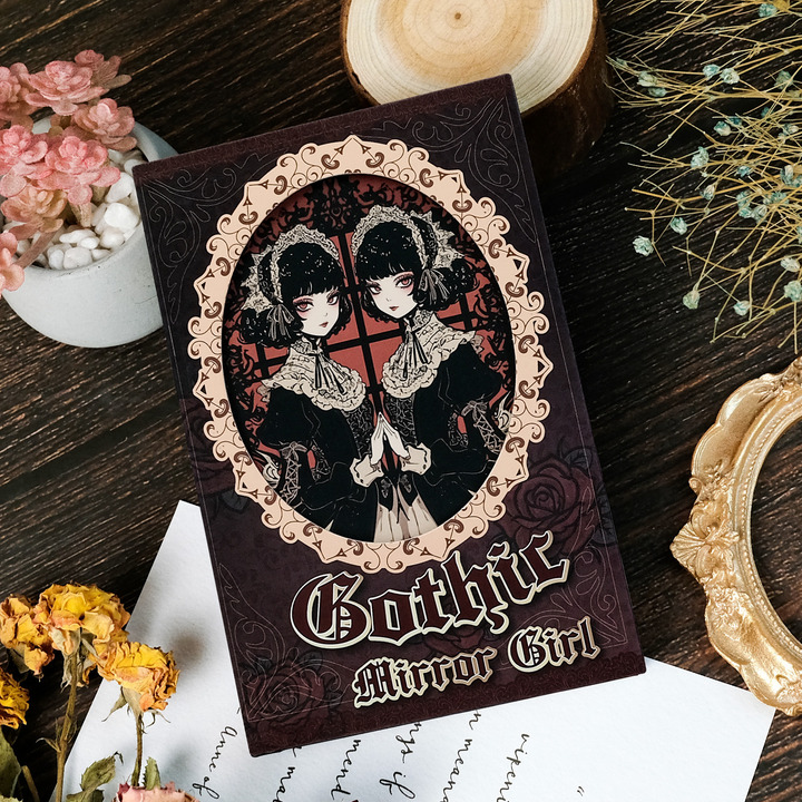 Gothic Maid Series Portable Notebook Magnetic Closure Red Gothic Style Suitable for Scrapbooking
