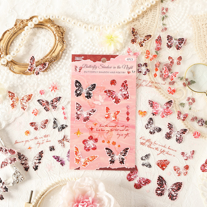 Graceful Butterfly Shadows romantic stickers for personalized journaling