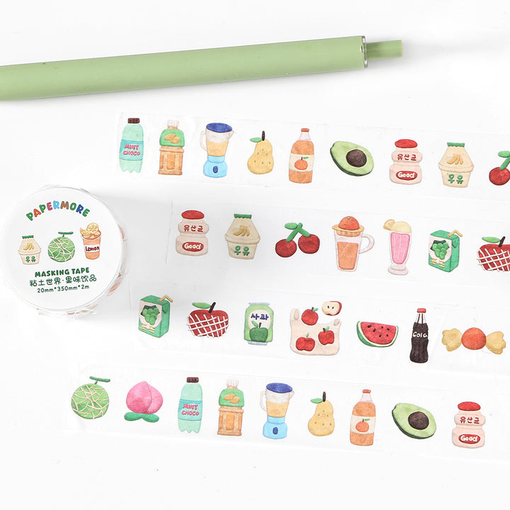 Green Cute Drink Dessert Planner Washi Tape Fruity Drink