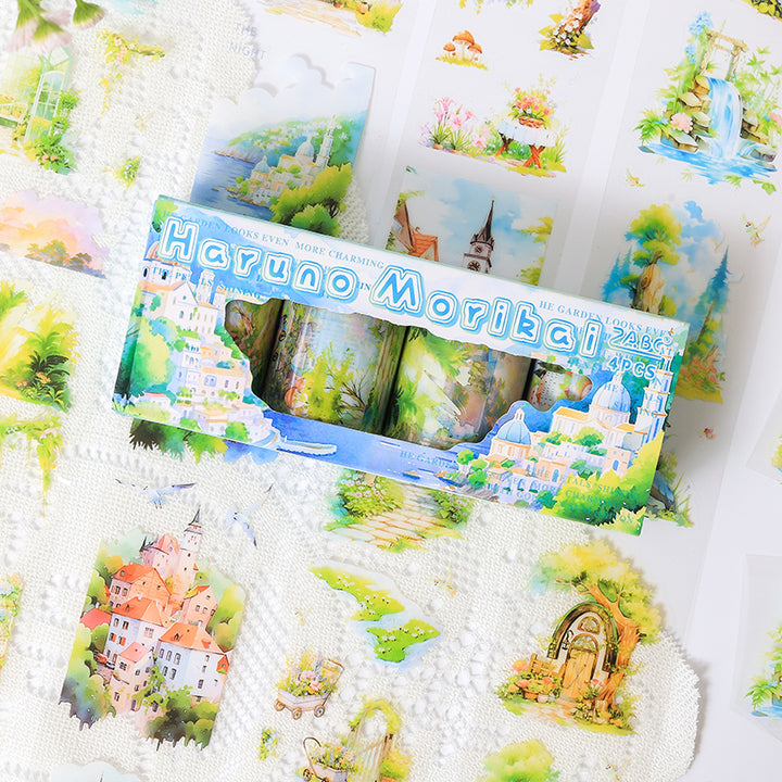 Green Forest Evening Floral Scene Tape for Personalized Diaries