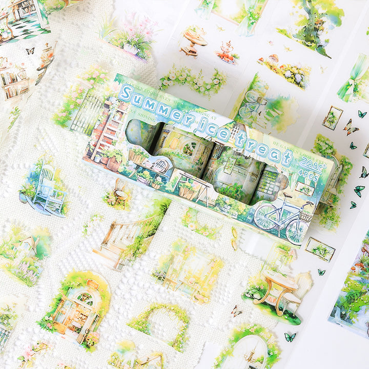 Green Forest Evening PET Decorative Tape for Vintage Journaling
