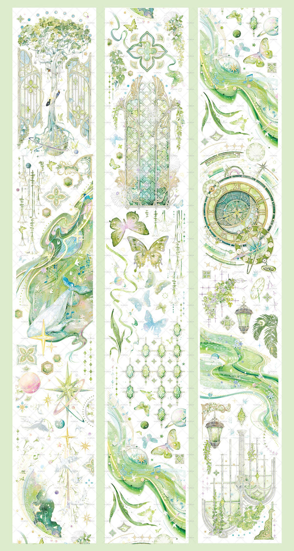 Green Moonlight Fantasy Washi Tape for Personal Diaries