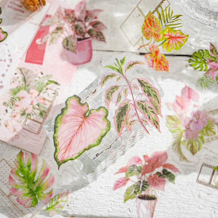 Green Plant Workshop Leaf PET Stickers for Personal Projects