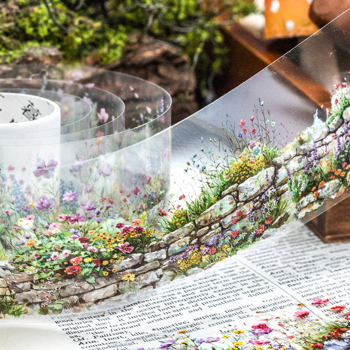 Green Wild Flower Wall PET Tape for DIY Scenery Design