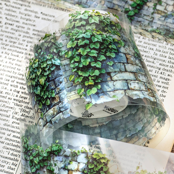 Green Wild Flower Wall Scrapbook PET Tape Background Layer