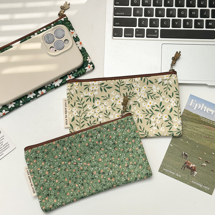 Green Wild Wander Floral Pouch for Creative Scrapbooking Accessories