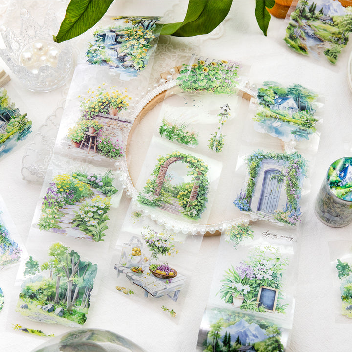 Greenery Theme PET Tapes For Journal Decoration