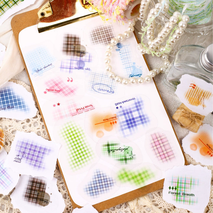 Grid Chromatography Series PET Stickers to Enrich Background Layers