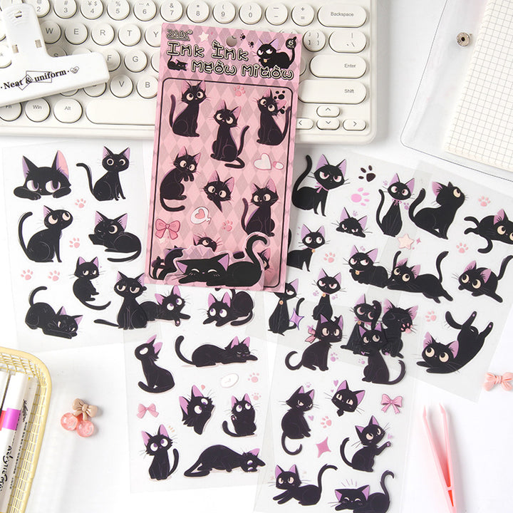Hakimi Meow Cute Black Cat Stickers for Journaling
