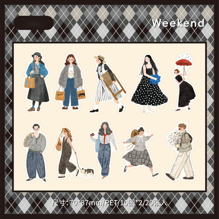Half-day Leisure Series Weekend Stylish Girl Leisure Journal Stickers