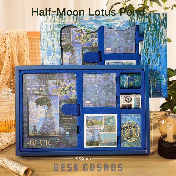 Half Moon Lotus Pond Journal with Decorative Stickers