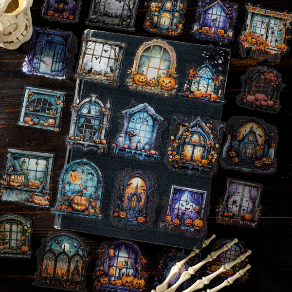 Halloween Gothic PET Stickers Night Window View Journal decoration