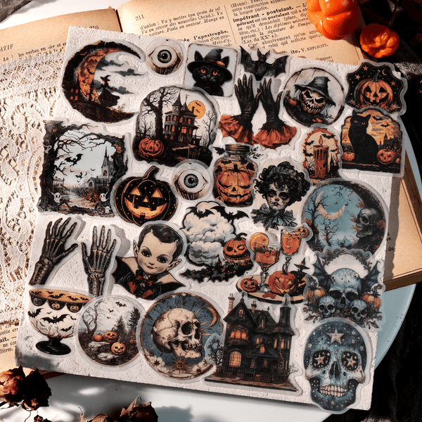 Halloween Sulphate Paper Stickers 65pcs Ghost Pumpkin