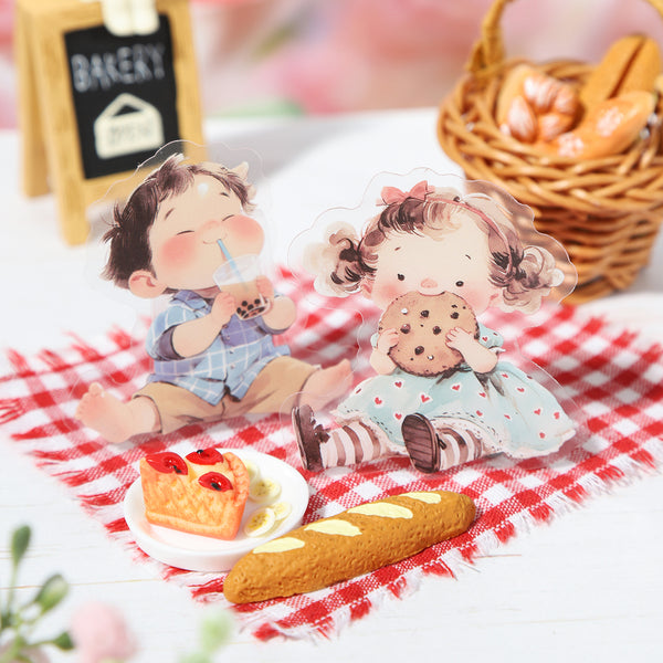 Happy Childhood PET Stickers Character Stickers Sweet Cute Design Front View